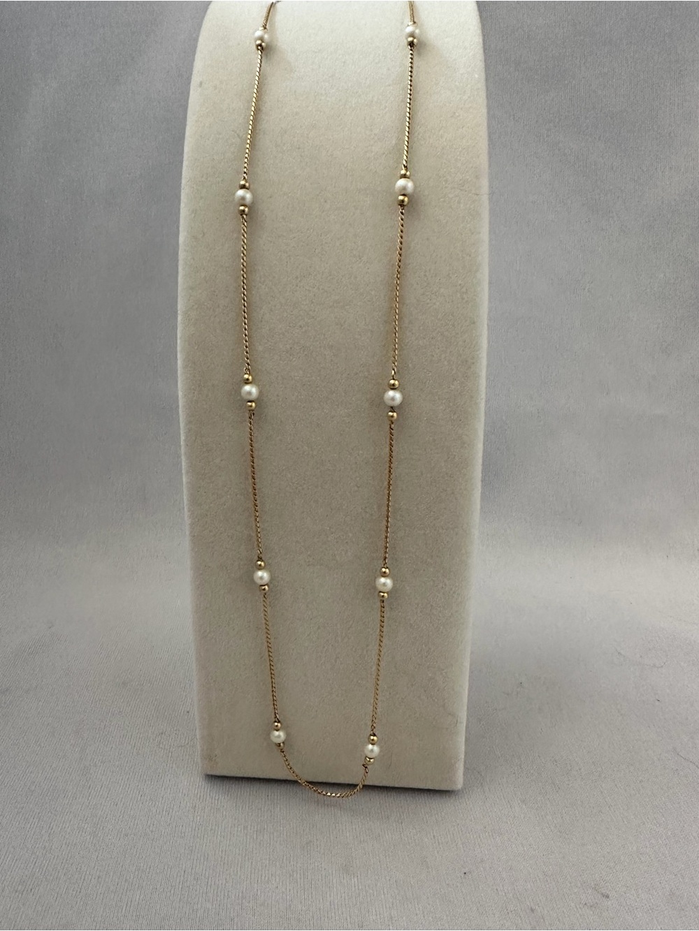 Evoke Delicate Gold tone Faux Pearl Station Necklace for Women